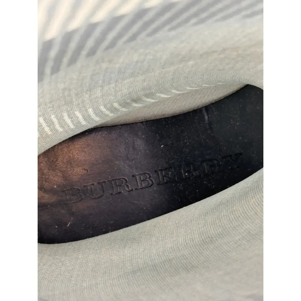 BURBERRY Gray 37 Rain Boots Rubber Big Scale Check Round Toe Knee High Pull On